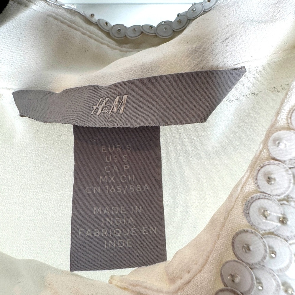H&M Sequin-Collared Sheer Button Down Blouse Shirt - image 3